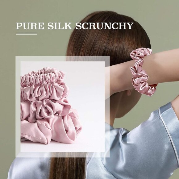 100% Pure 22 Momme Mulberry Silk Scrunchies for Hair & Sleep, 4 Pack, for Women - Picture 2 of 9